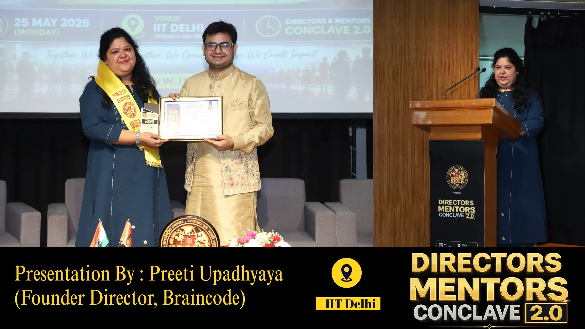 Presentation By: Preeti Upadhyaya (Founder Director, Braincode), IBSEA Directors & Mentors Conclave 2.0 Concludes Successfully At IIT Delhi, Uniting India’s Leading Entrepreneurs And Visionaries